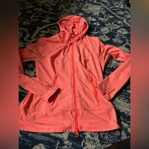 Zella Coral Striped Zip-Up Hoodie